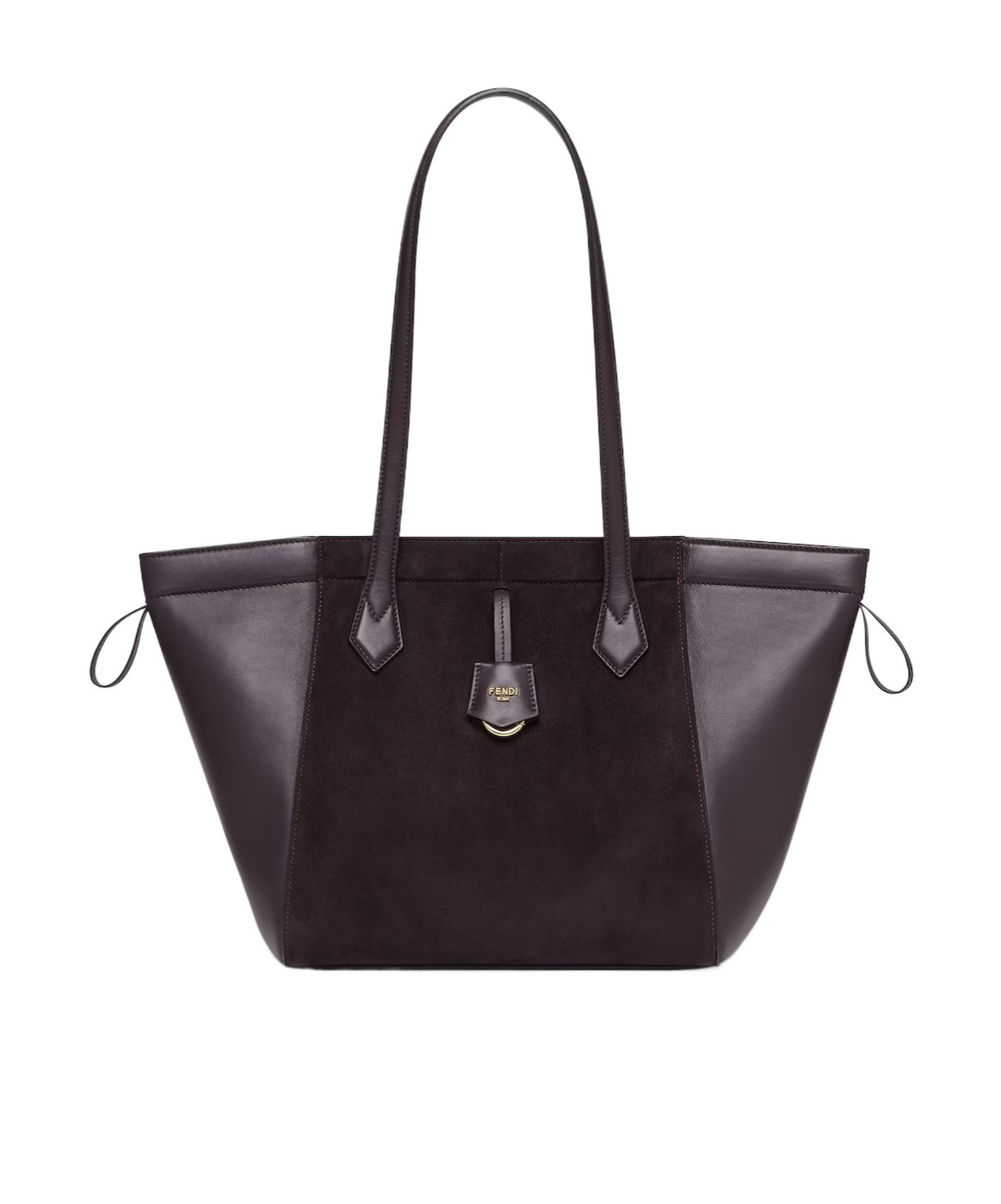 Shop Fendi Trasformable Dark Purple Suede And Leather Bag In Black