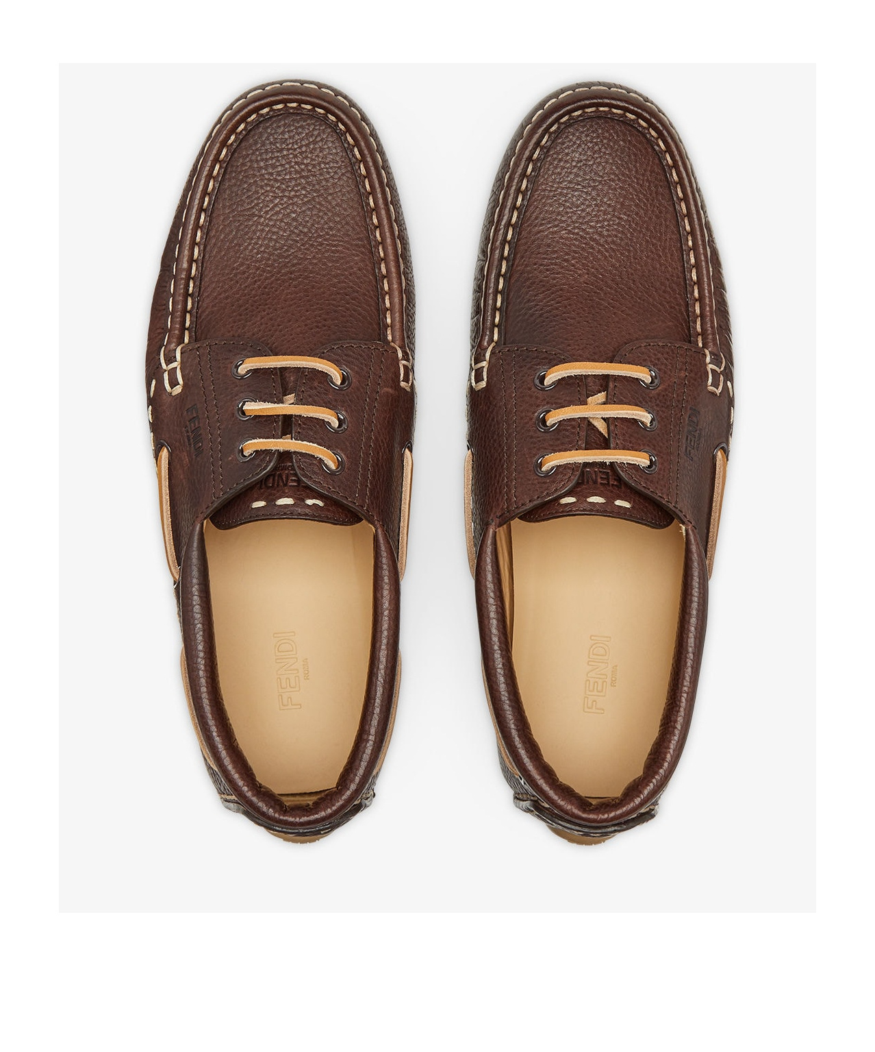 Fendi Chocolate Leather Deck Loafers In Brown