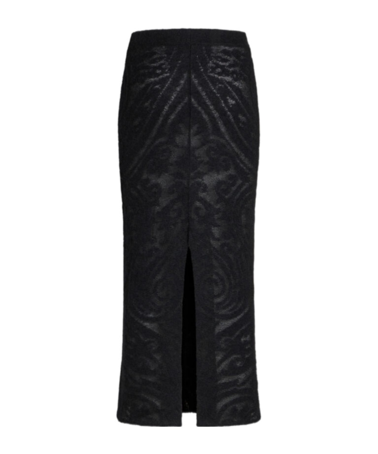 Etro Knitted Jacquard Midi Skirt In Black