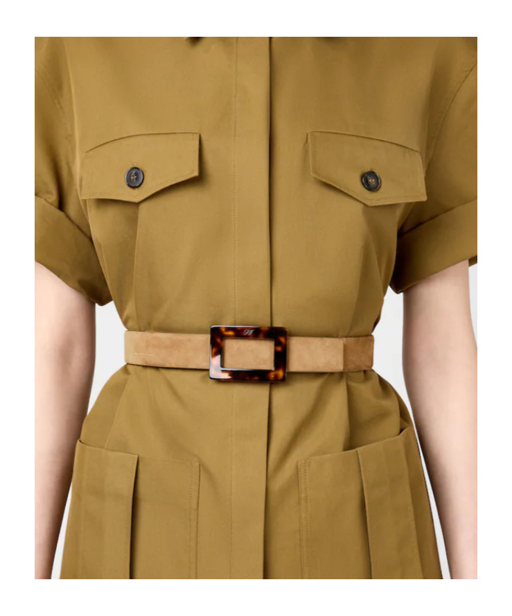 Roger Vivier Belle Vivier Belt In Suede In Brown