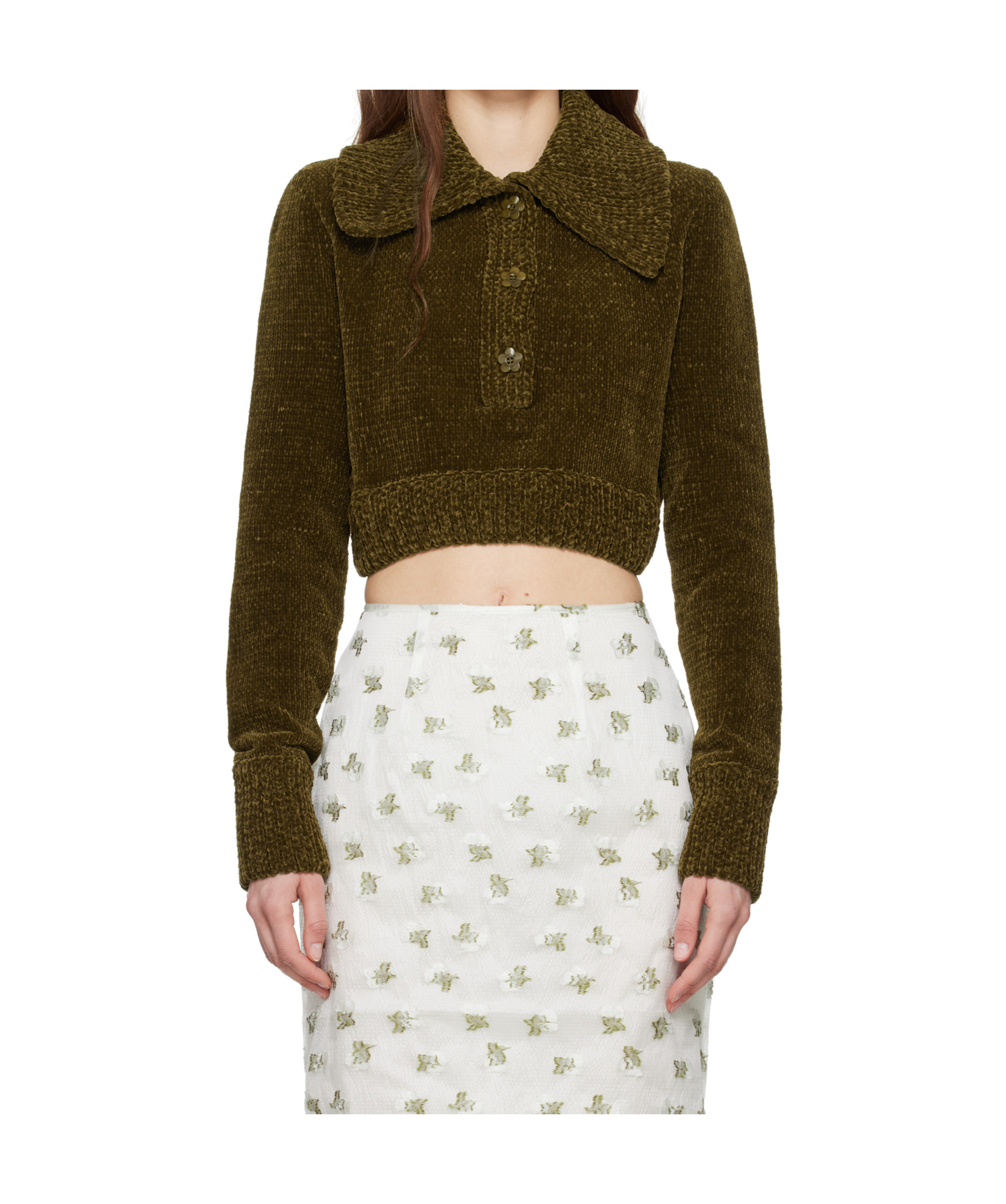Cecilie Bahnsen Calla Sweater In Olive Green
