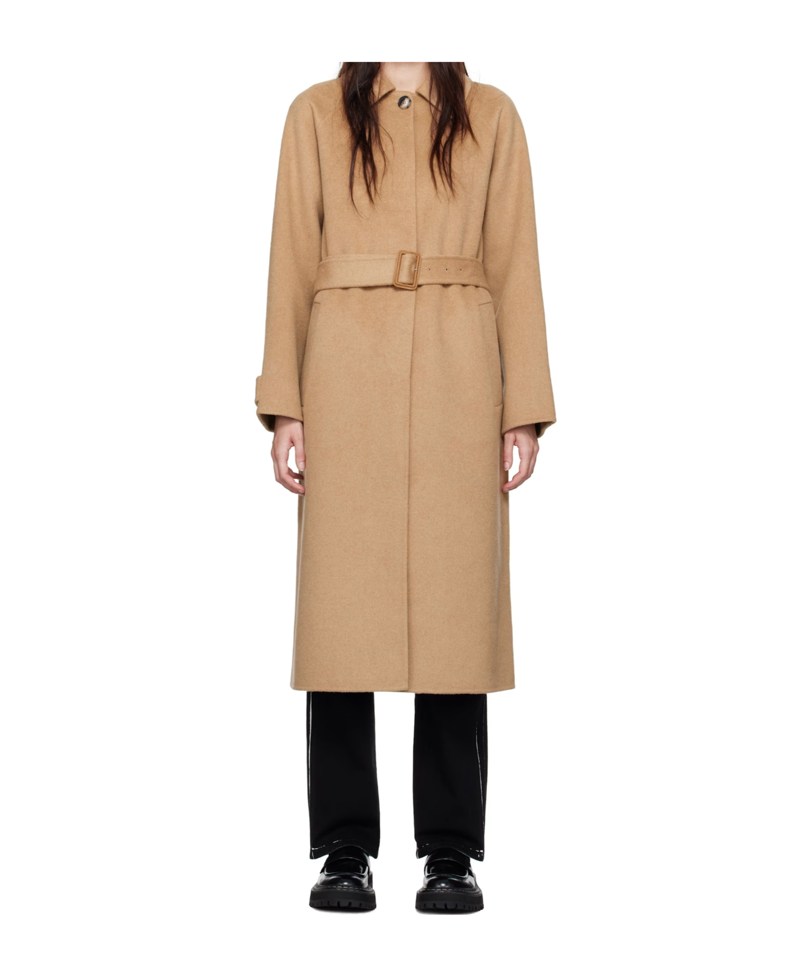 Shop Proenza Schouler Long Sleeve Coat In Yellow-brown