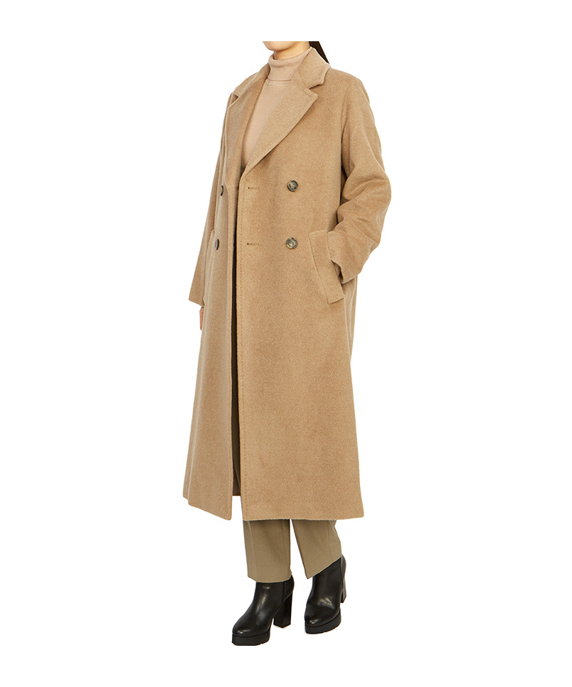 Weekend Max Mara Wool Double-breasted Coat In Nude