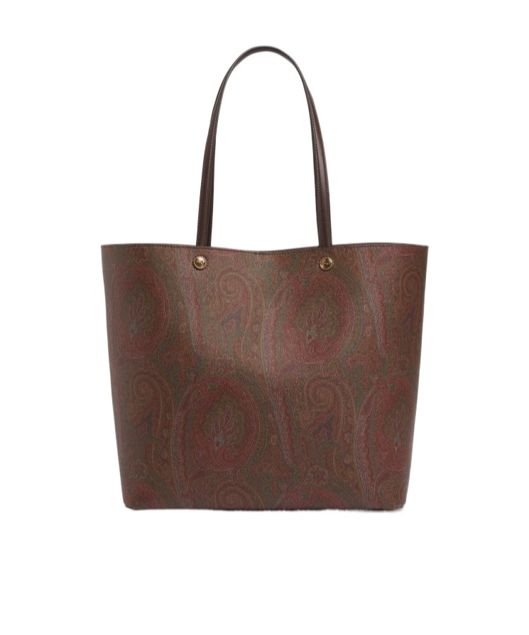 Etro Brown Shopper With All-over Jacquard Paisley Pattern