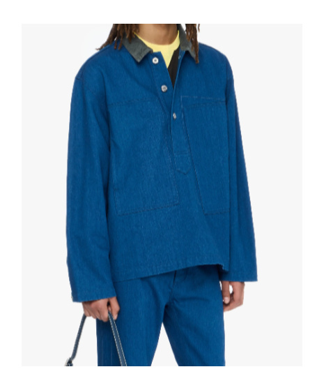 Jw Anderson Long Sleeve Polo Shirt With Patch Pocket In Blue