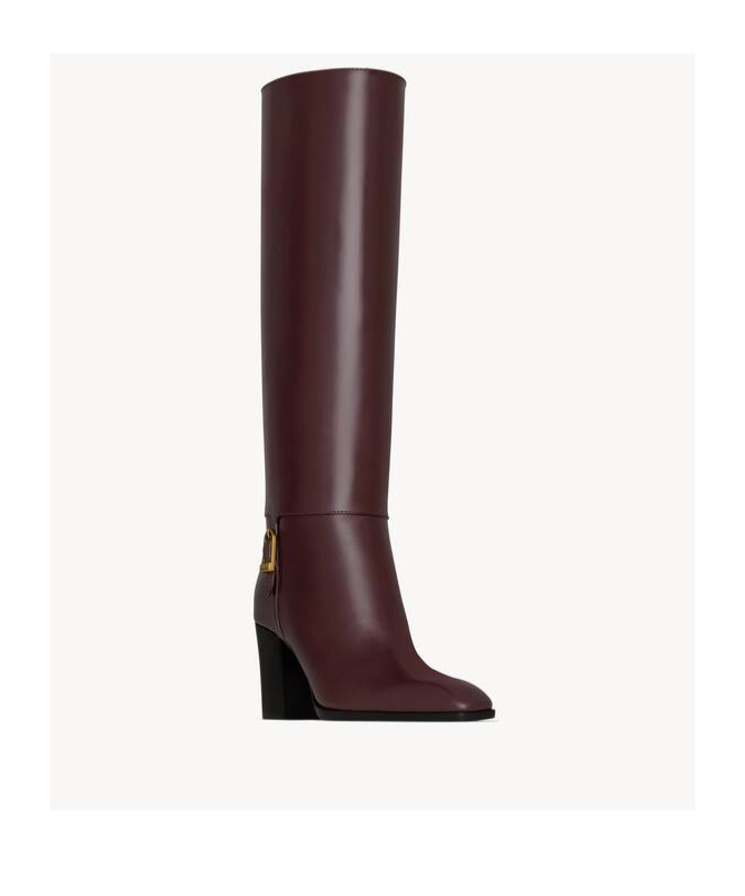 Saint Laurent 70mm Buckle-detail Calf-leather Boots In Red
