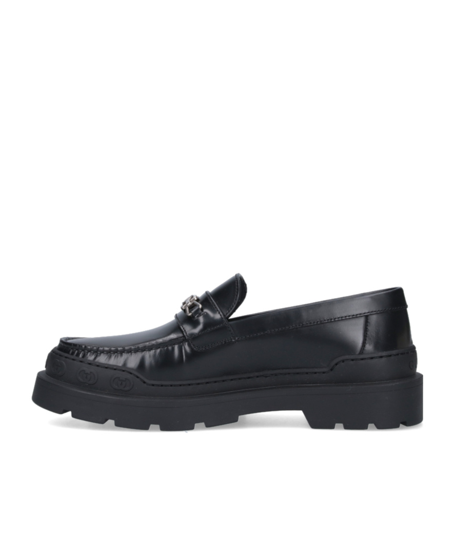 Gucci Interlocking G Leather Loafers In Black
