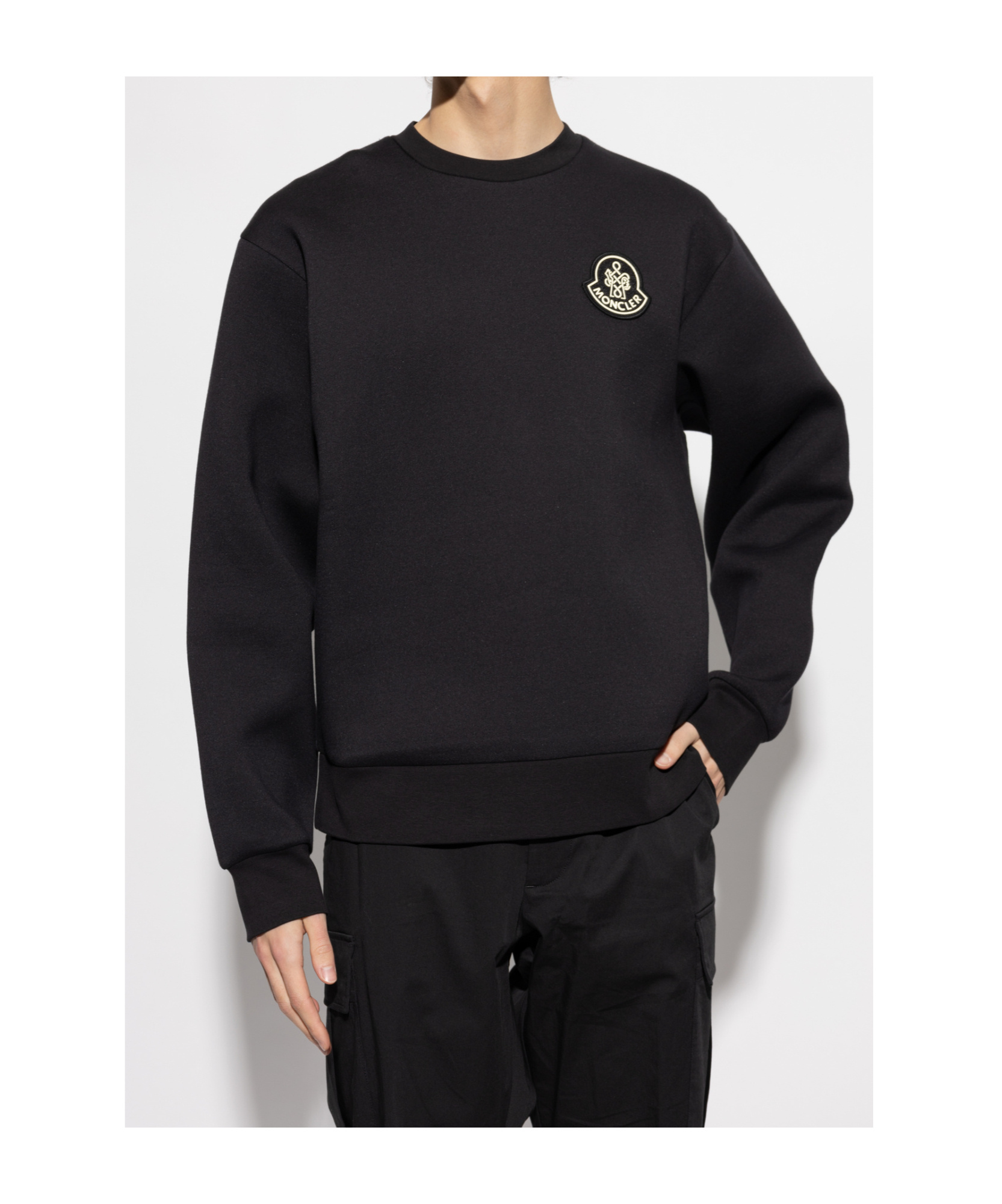 Shop Moncler Year Of The Snake Patch Neoprene Sweatshirt In Black