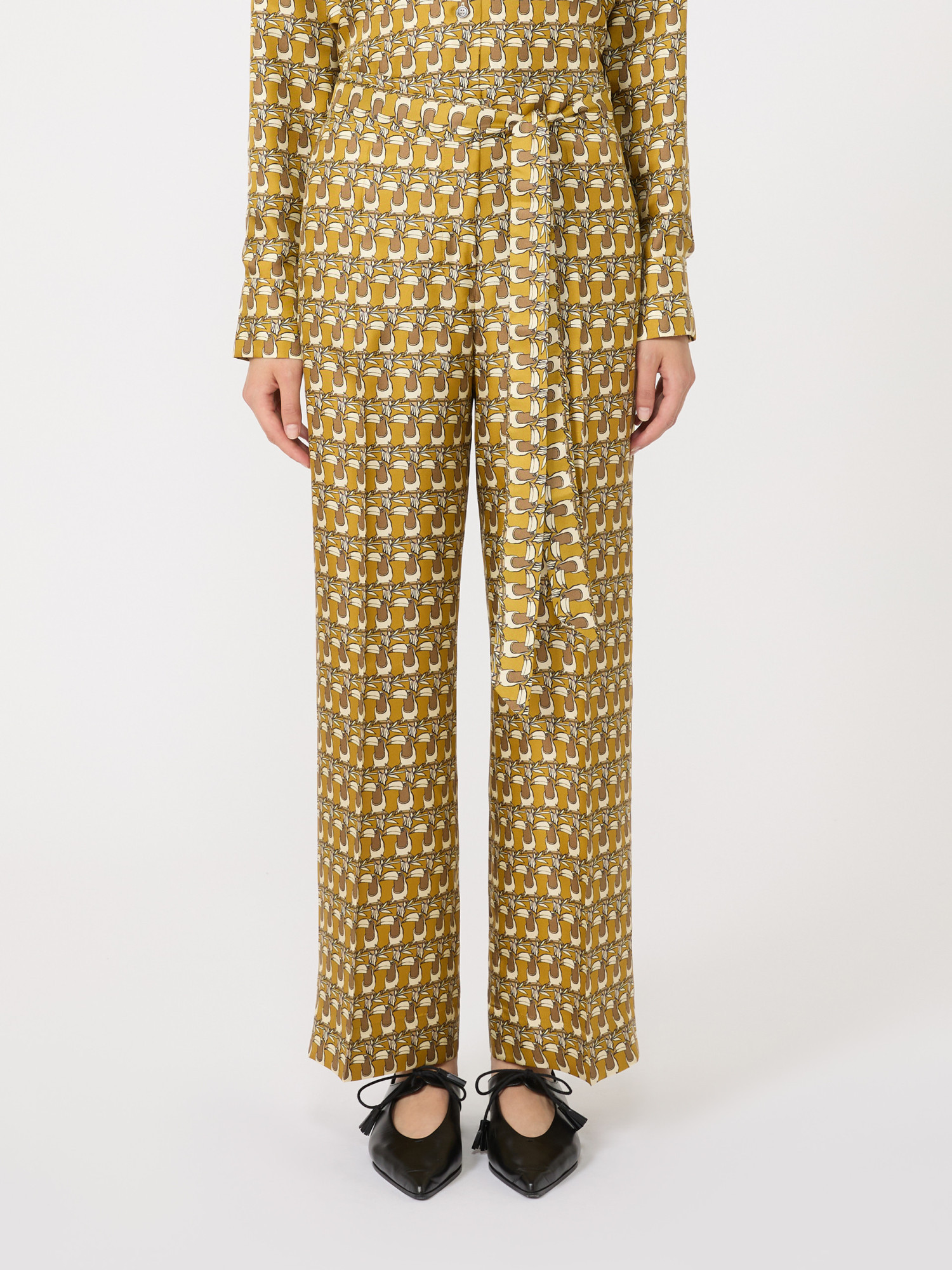 Max Mara Printed Silk Trousers In Multi