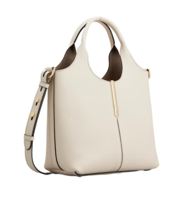 Shop Tod's Logo Engraved Mini Shopping Bag In Nude