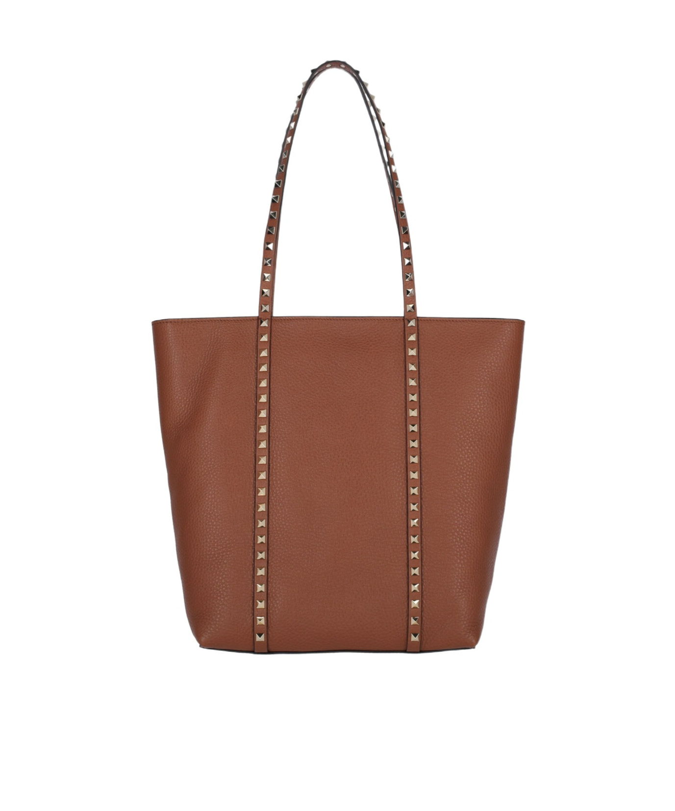 Valentino Women's Caramel Leather Medium Rockstud Shopping Bag In Brown