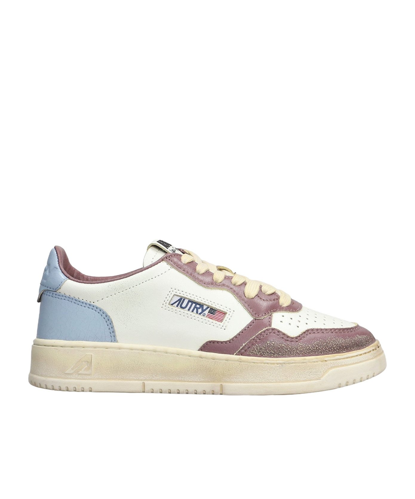 Autry Sup Vint Low Sneakers In White Leather In White