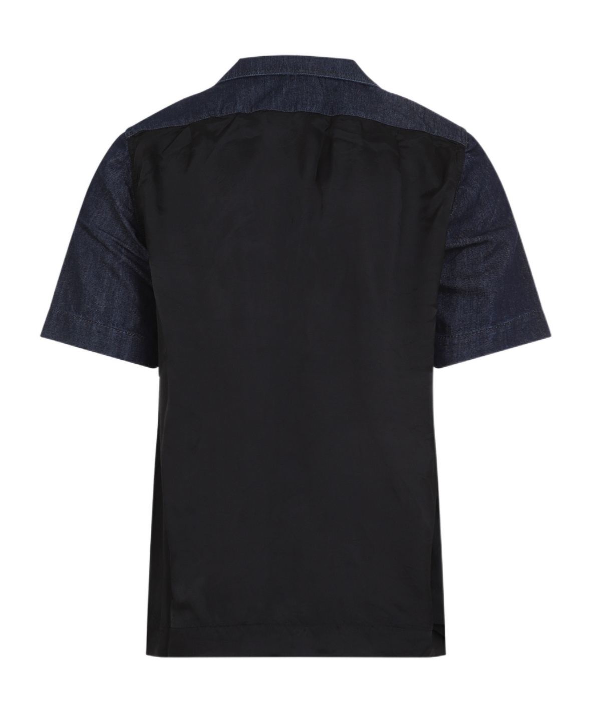 Dries Van Noten Short-sleeved Blue Shirt With Classic Collar In Black