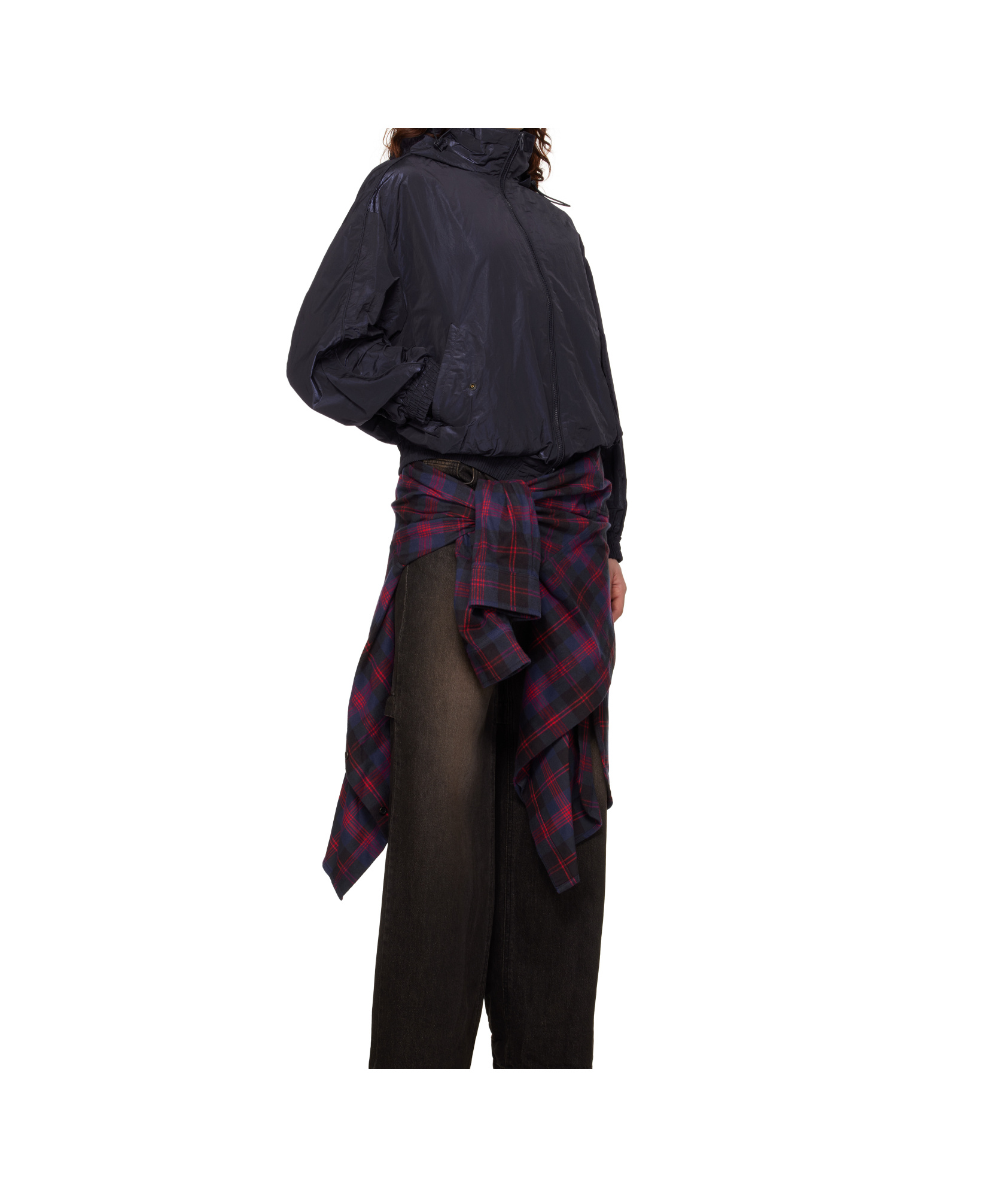Juunj Navy Crinkled Trainer Jacket In Black