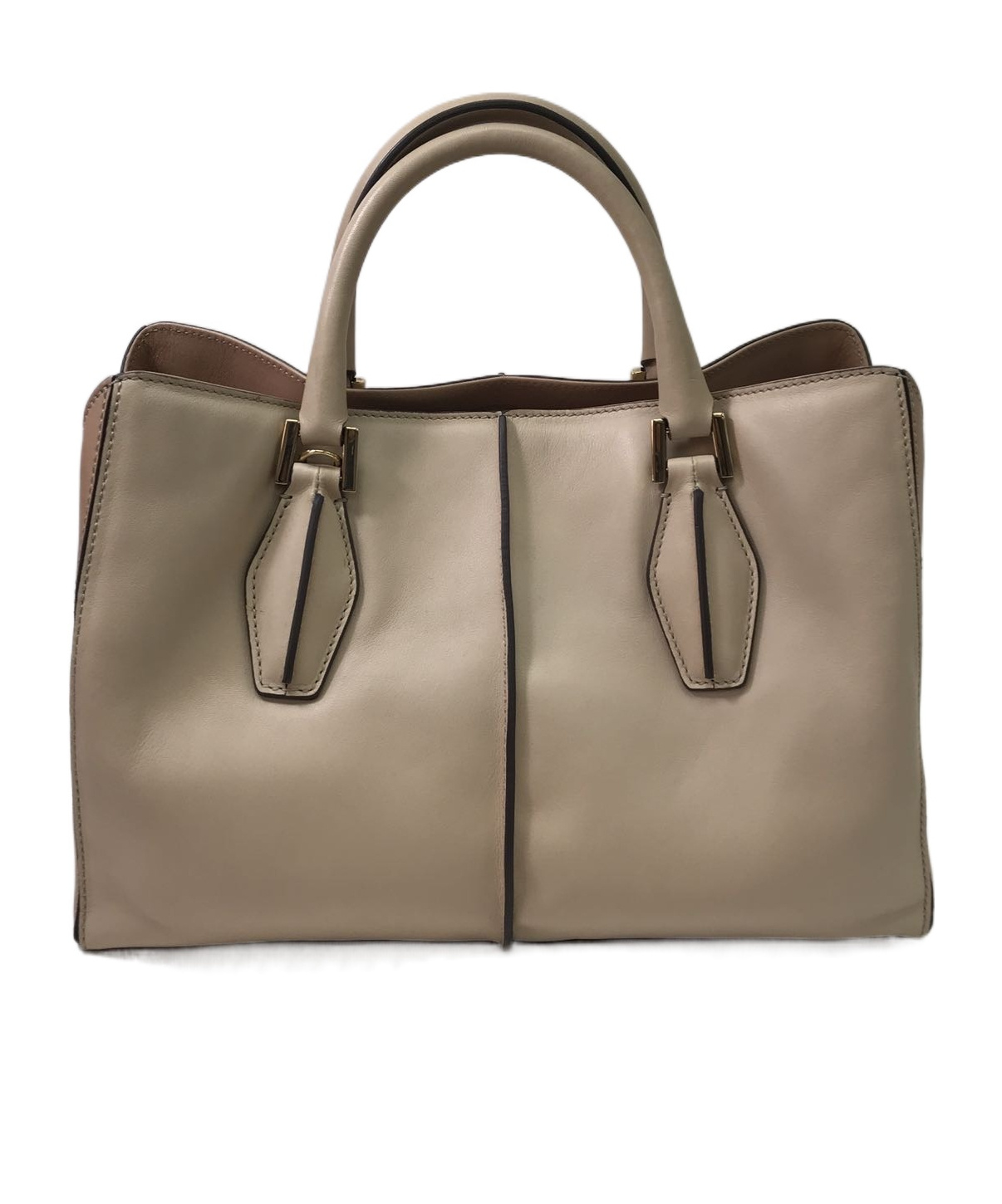 Shop Tod's Double Handle Shoulder Bag In Nude