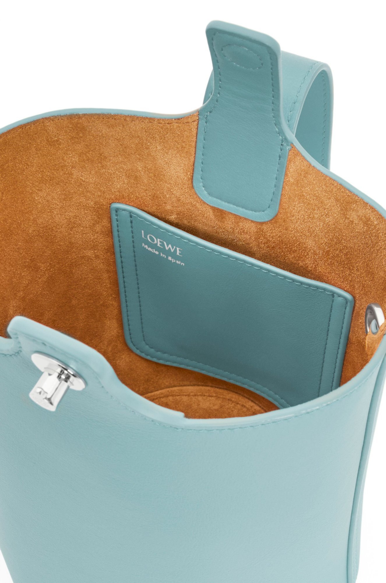 Loewe Mini Pebbled Leather Bucket Bag In Blue