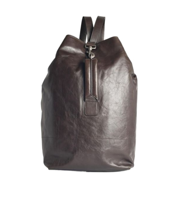 Dries Van Noten Brown Leather Backpack Men In Black