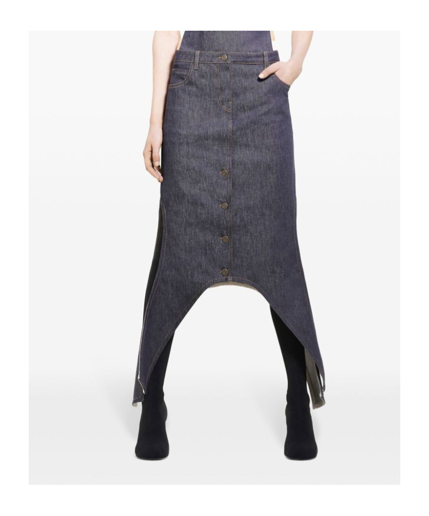 Courrèges Inverted Denim Midi Skirt In Black