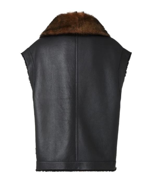 Fendi Fur-collar Zip Gilet In Black