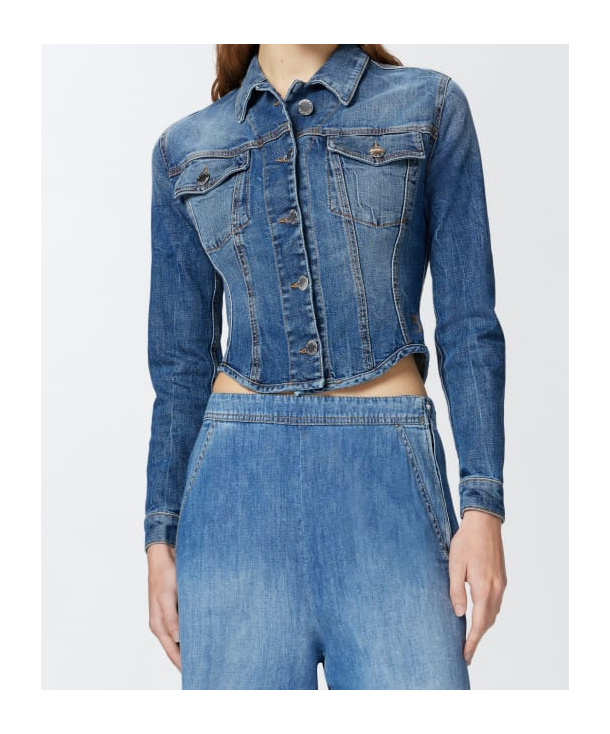 Pinko Indigo Denim Bustier Jacket In Indigo