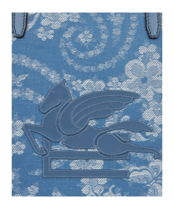 Etro Medium Denim Love Trotter Bag With Pegaso Symbol