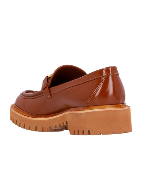 Valentino Round Head Loafer Shoes In Red