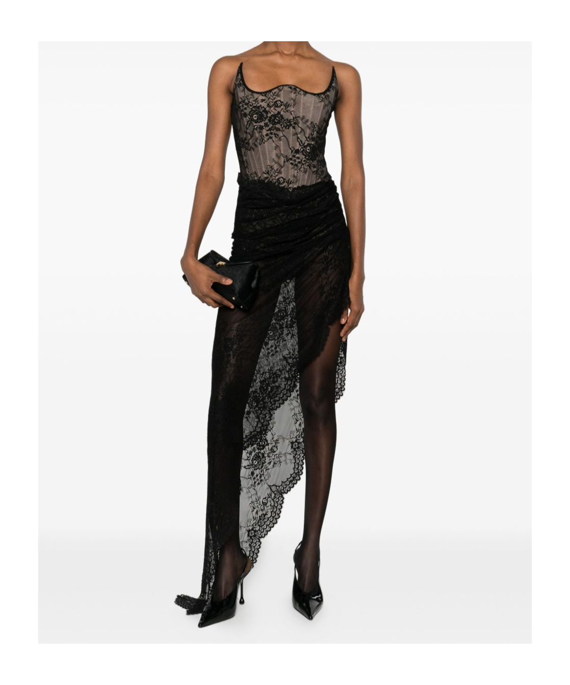 Giuseppe Di Morabito Lace Asymmetric Dress In Black