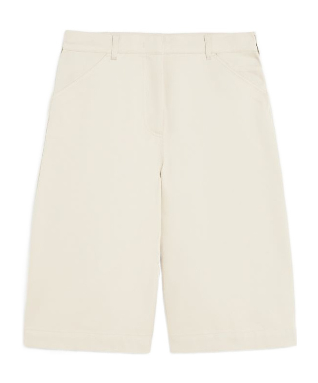Weekend Max Mara Beige Bermuda Shorts In Cotton And Linen In Beige