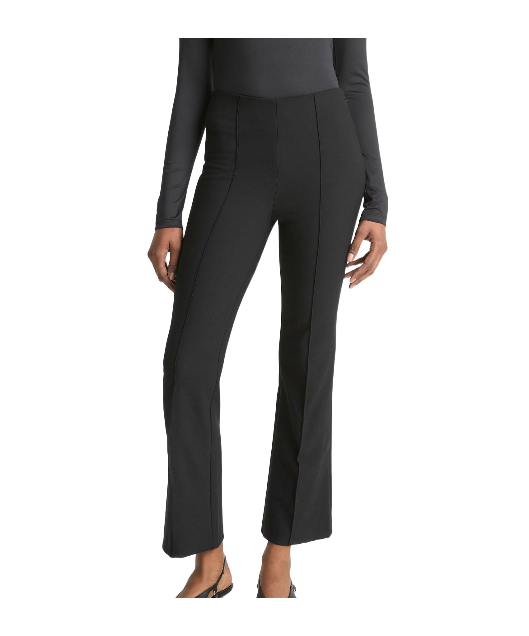 Vince Mid-waist Pleated Bell Bottoms In Gray