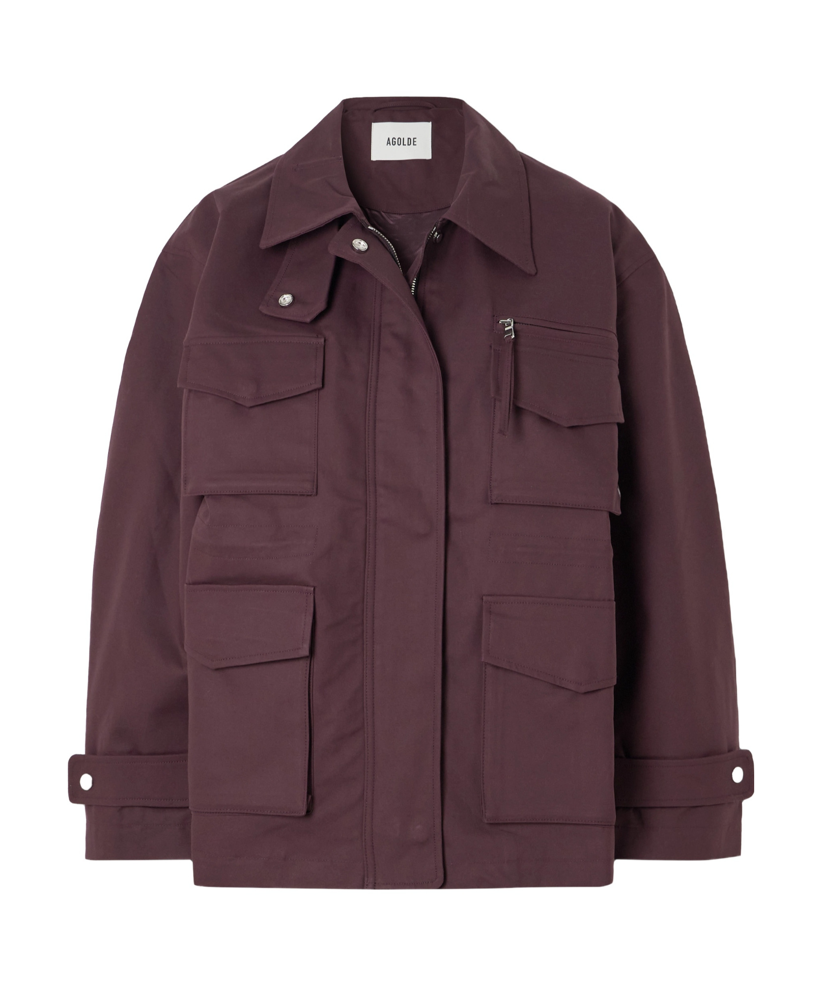 Agolde Aubrey Cotton-gabardine Jacket In Burgundy