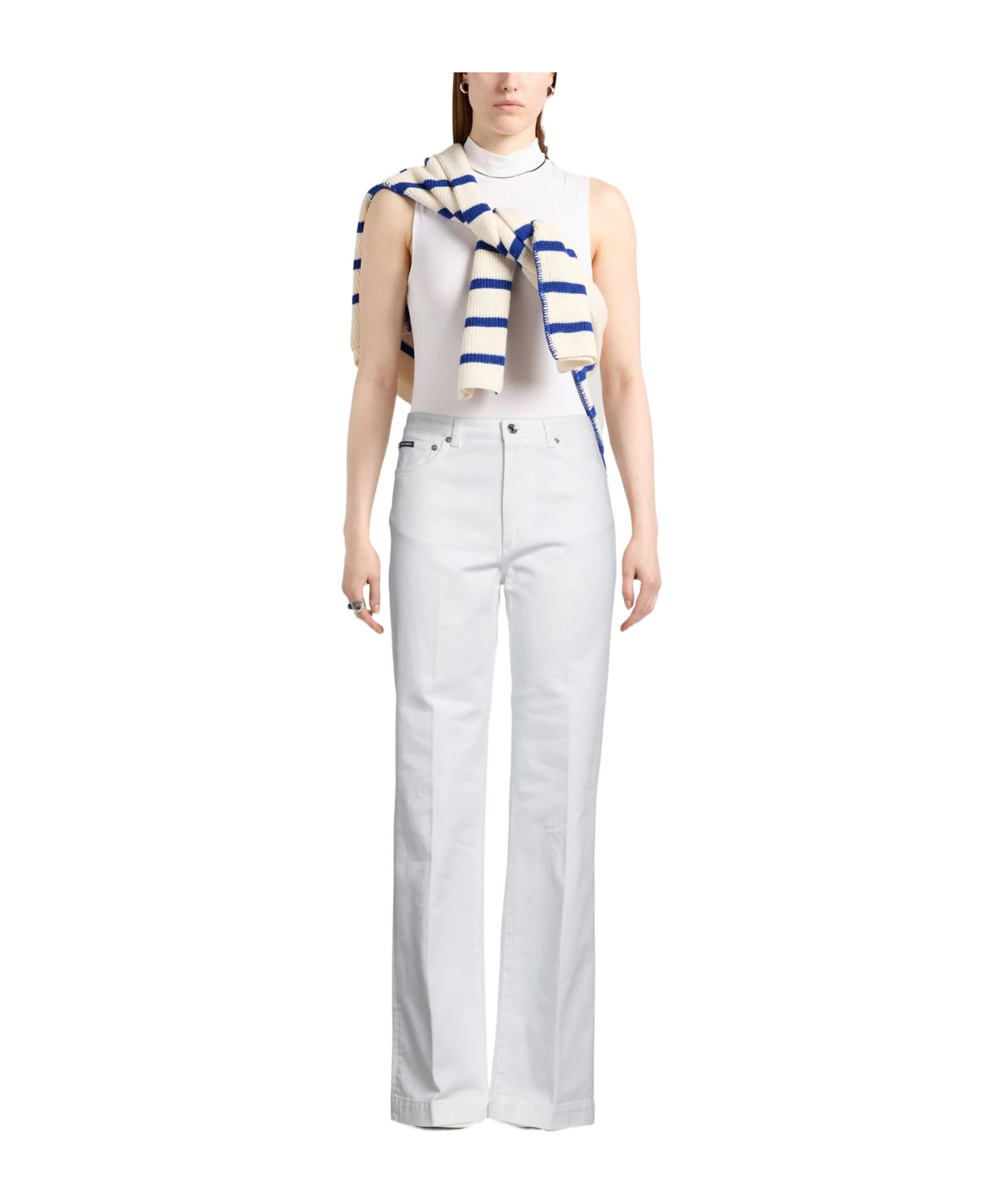 Dolce & Gabbana Solid Color Bootcut Jeans In White