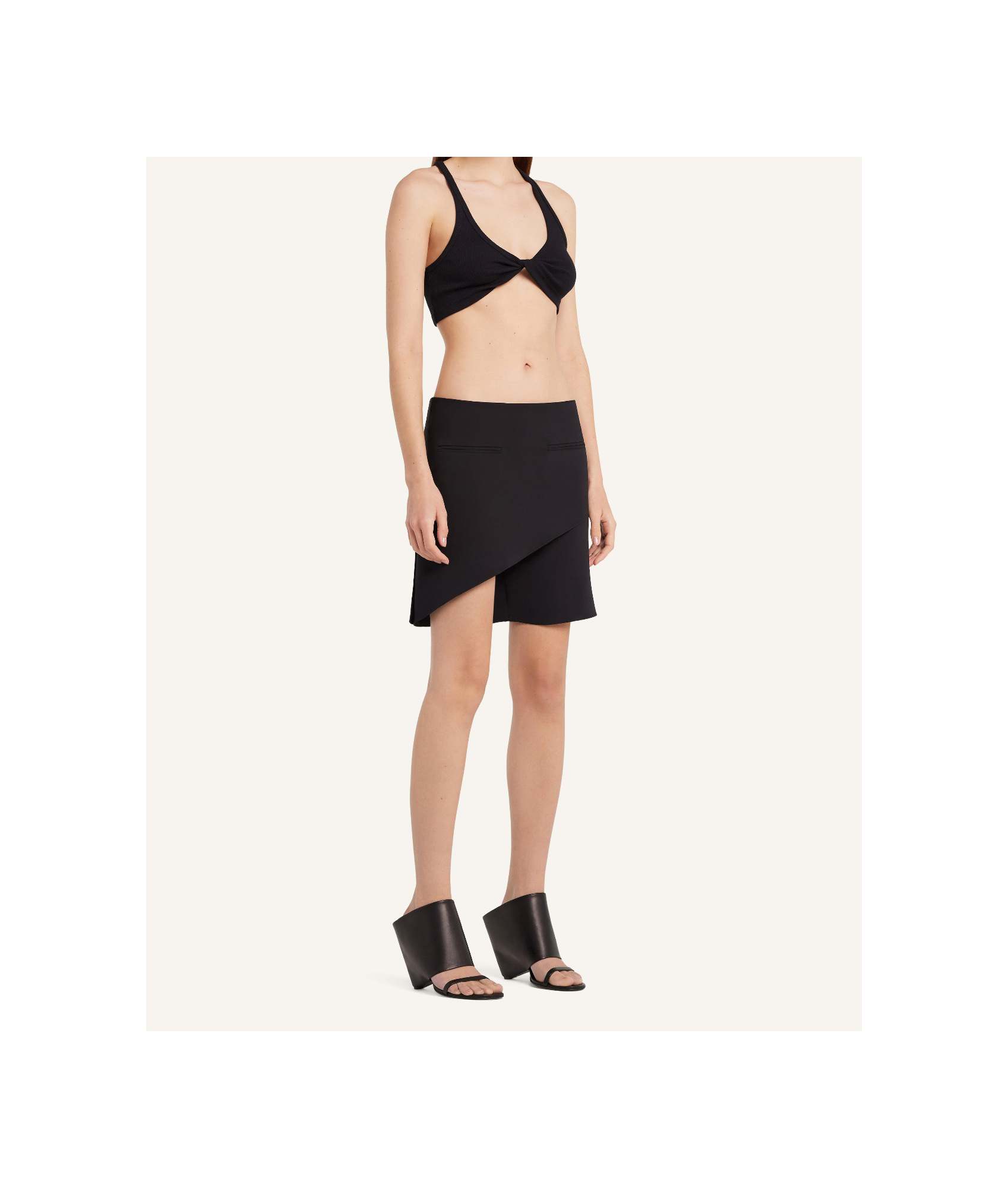Courrèges Twisted Cropped Top In Black