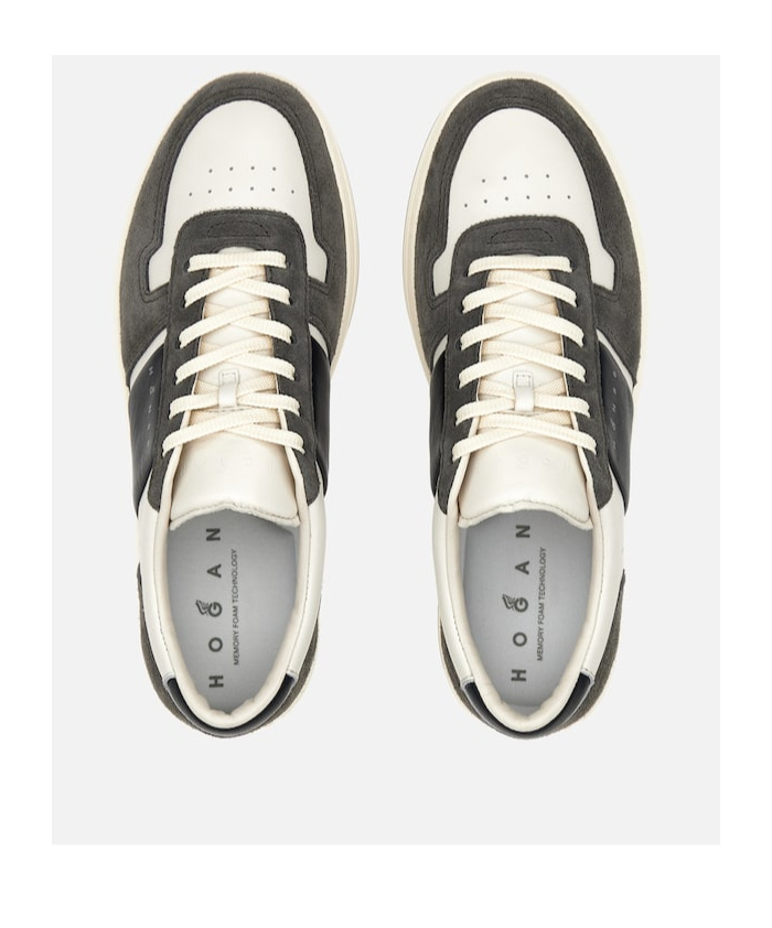 Hogan Smooth And Suede Leather H-tv Sneakers. In White