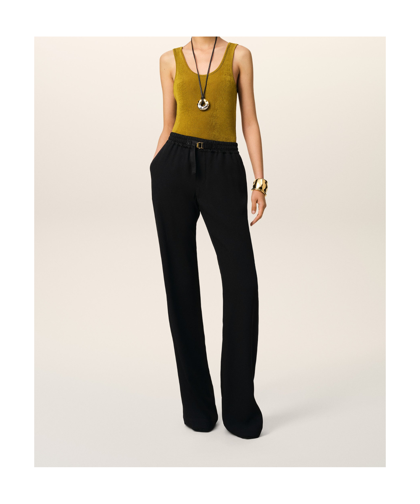 Shop Ami Alexandre Mattiussi Ami Flare Fit Elasticated Trousers In Black