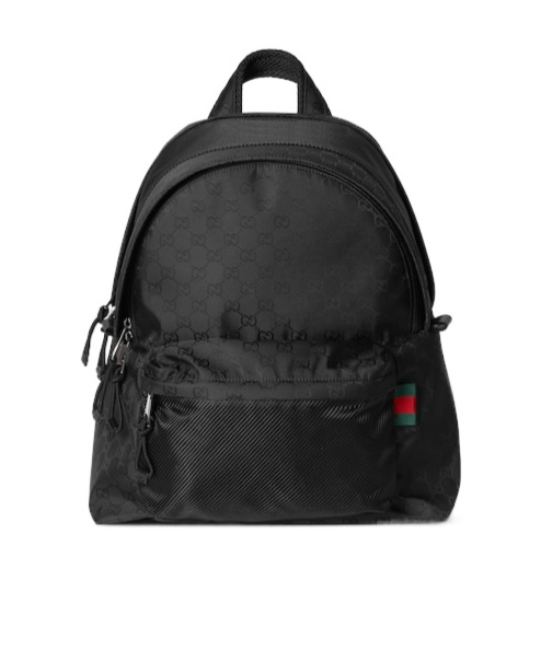 Gucci Medium Gg Black Backpack With Web Label Men In Black