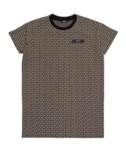 Balmain Round-collar Short-sleeve Dress In Gray