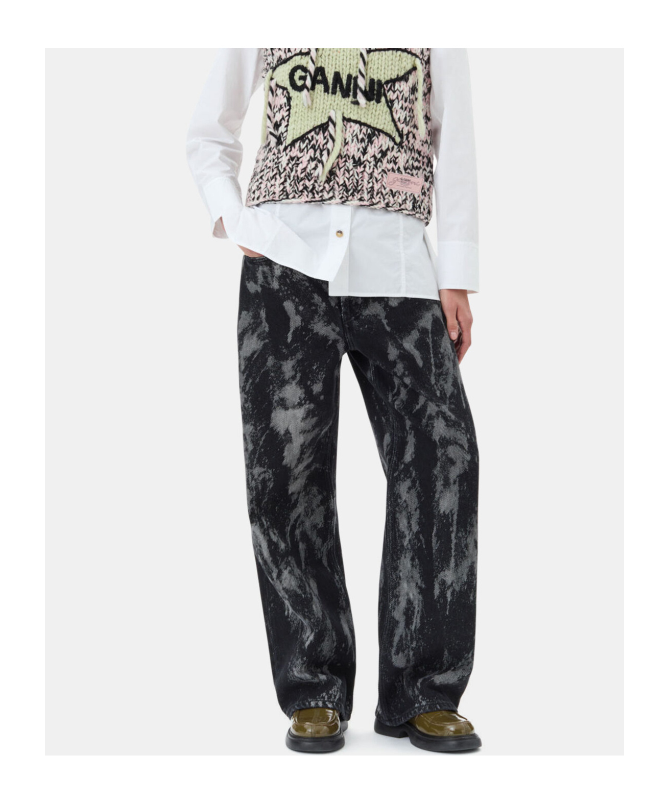 Ganni Belt-loop Jeans In Black