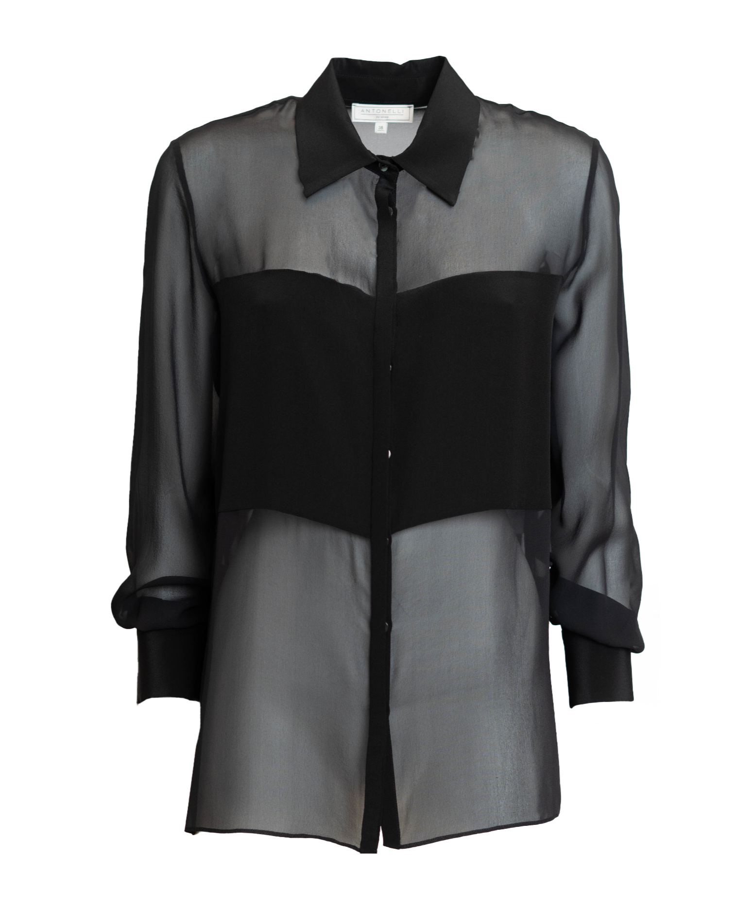 Antonelli Semi-sheer Long-sleeved Shirt In Black