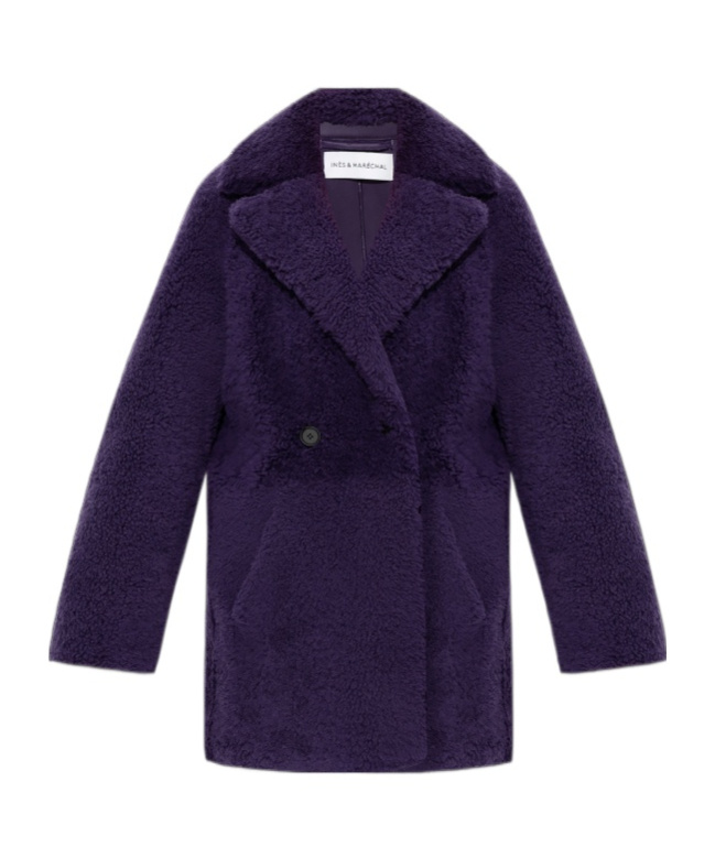 Inès & Maréchal Shearling Double-breasted Coat In Black