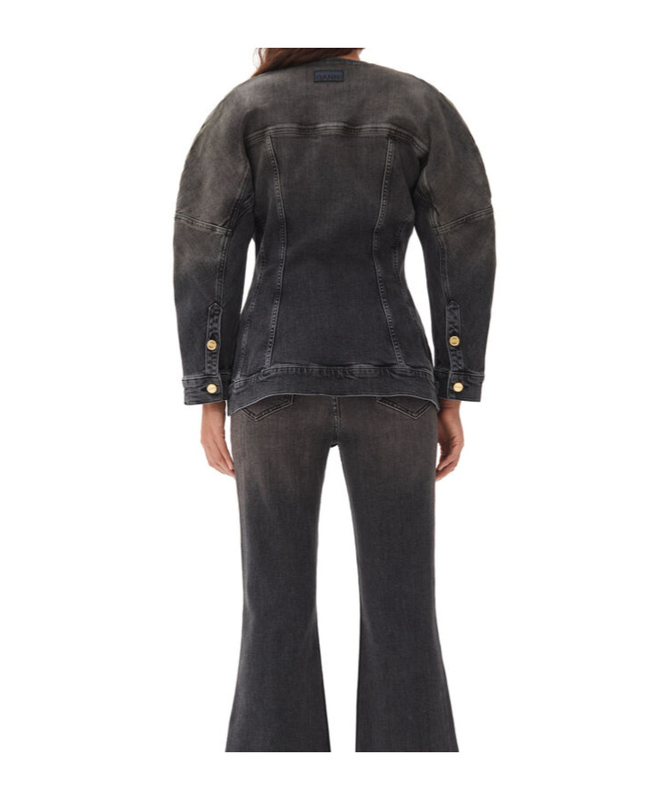 Ganni Tint Edge Denim Jacket In Black