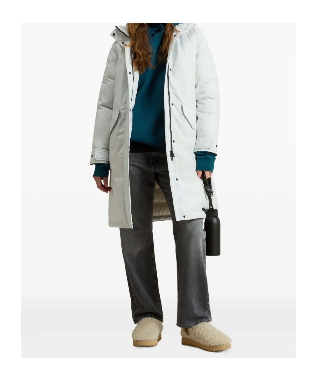 Woolrich Cloud Stand-collar Belted Coat In Metallic