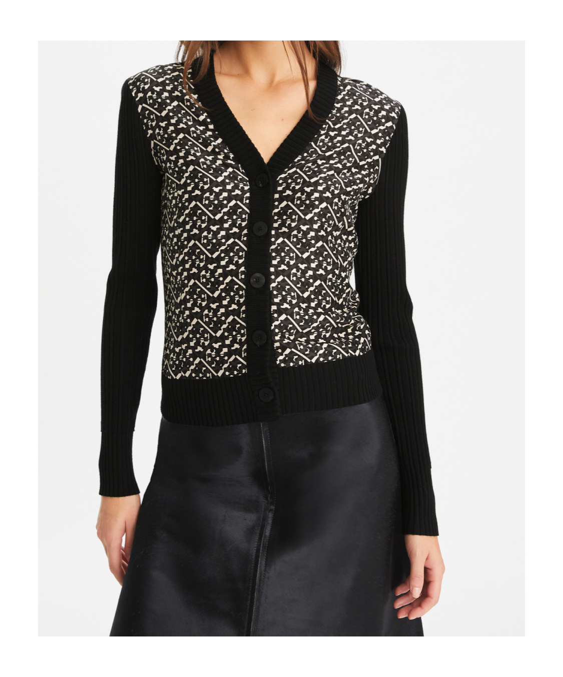 Tory Burch Wool Cardigan With Front In Black