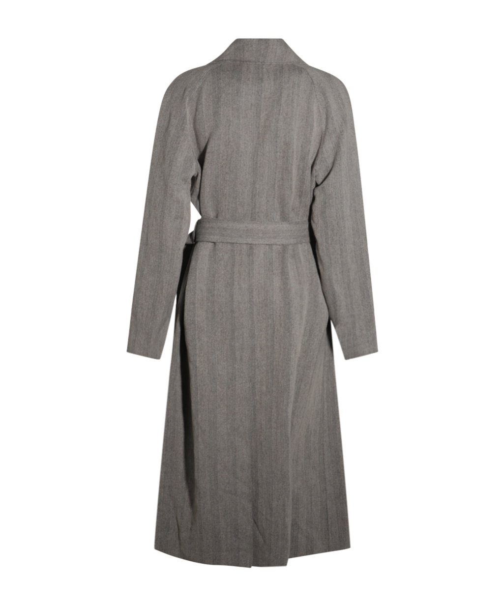 Loro Piana Double-breasted Trench Coat In Gray