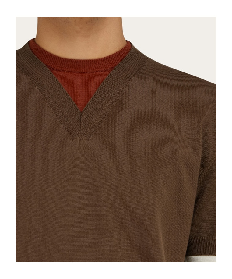 Ferragamo Layered Knitted T-shirt In Brown