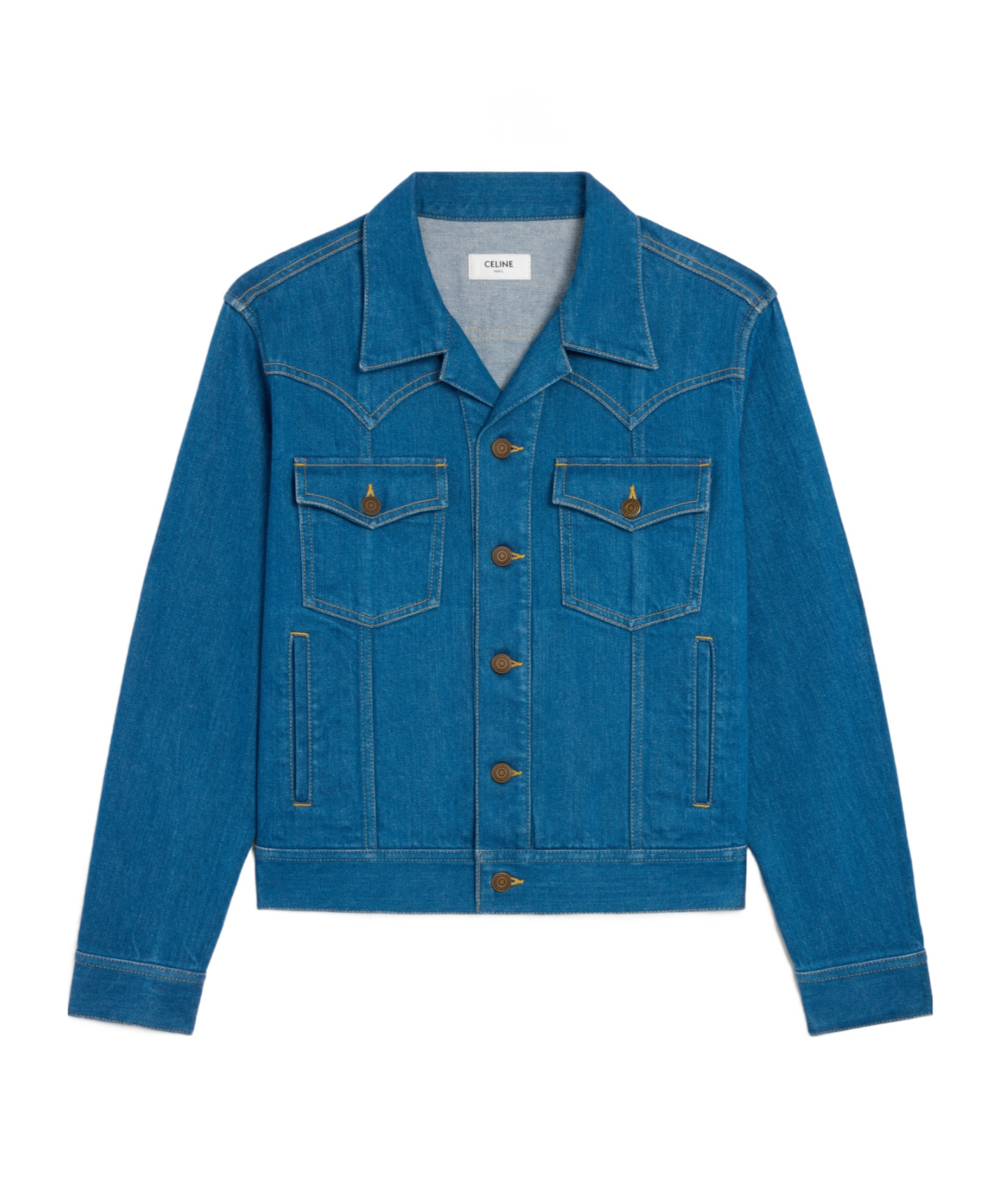 Celine Trucker Jacket In Cotton Denim In Blue