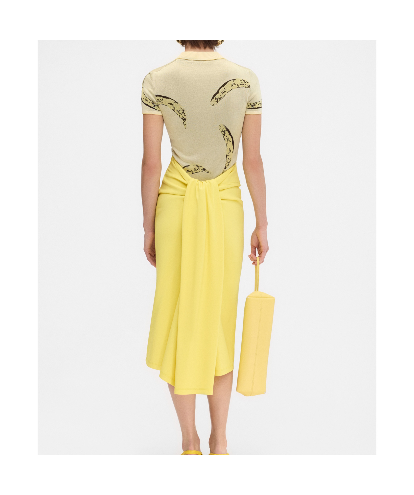 Jacquemus Womens Banana Jacquard Yellow The Marino Banana-print Woven-knitted Polo Top In Nude