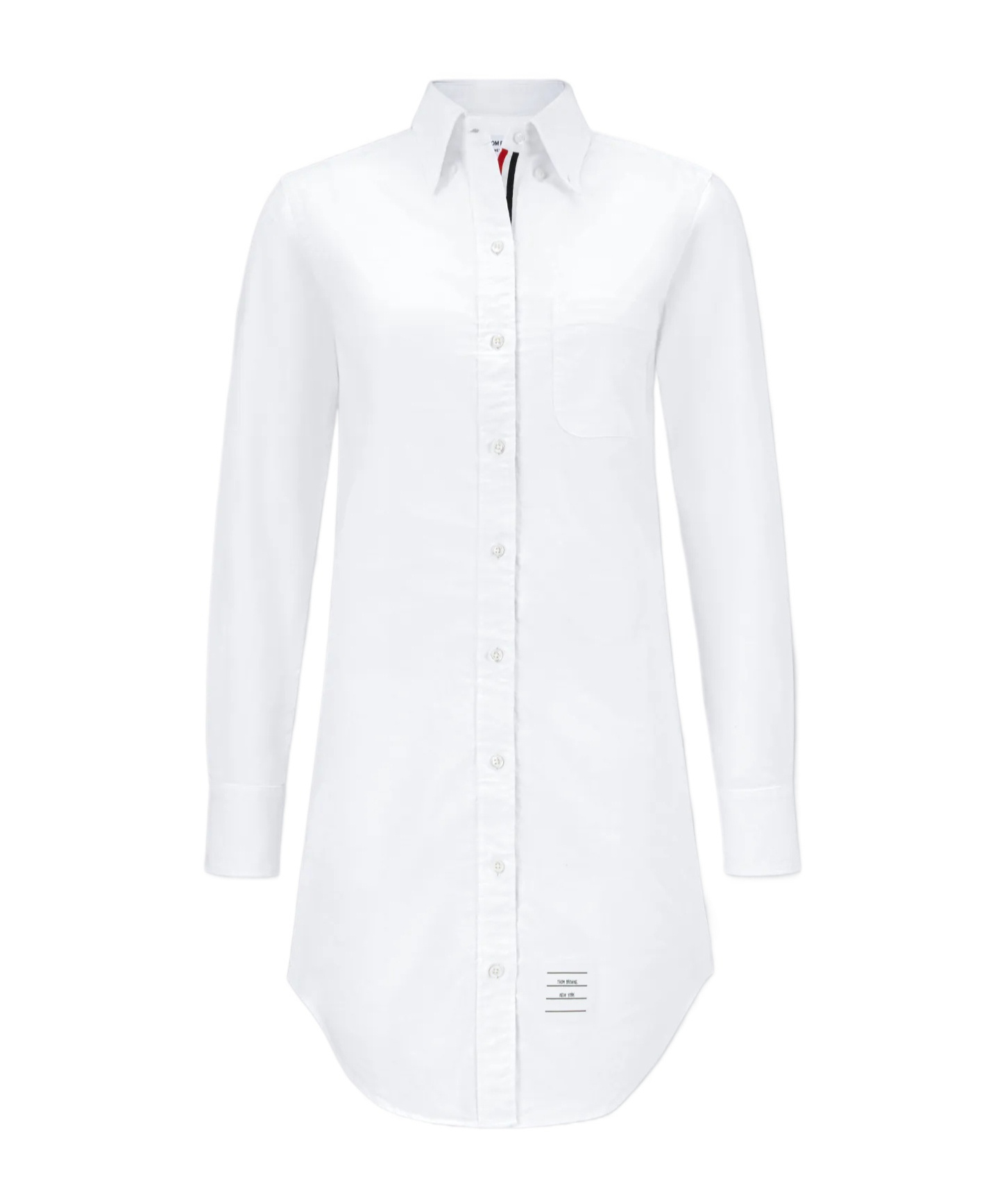 Thom Browne Long-sleeved Mini Shirt Dress In White
