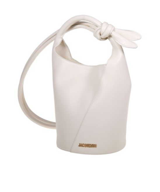 Jacquemus Logo Plaque Knot-detailed Top Handle Bag In White