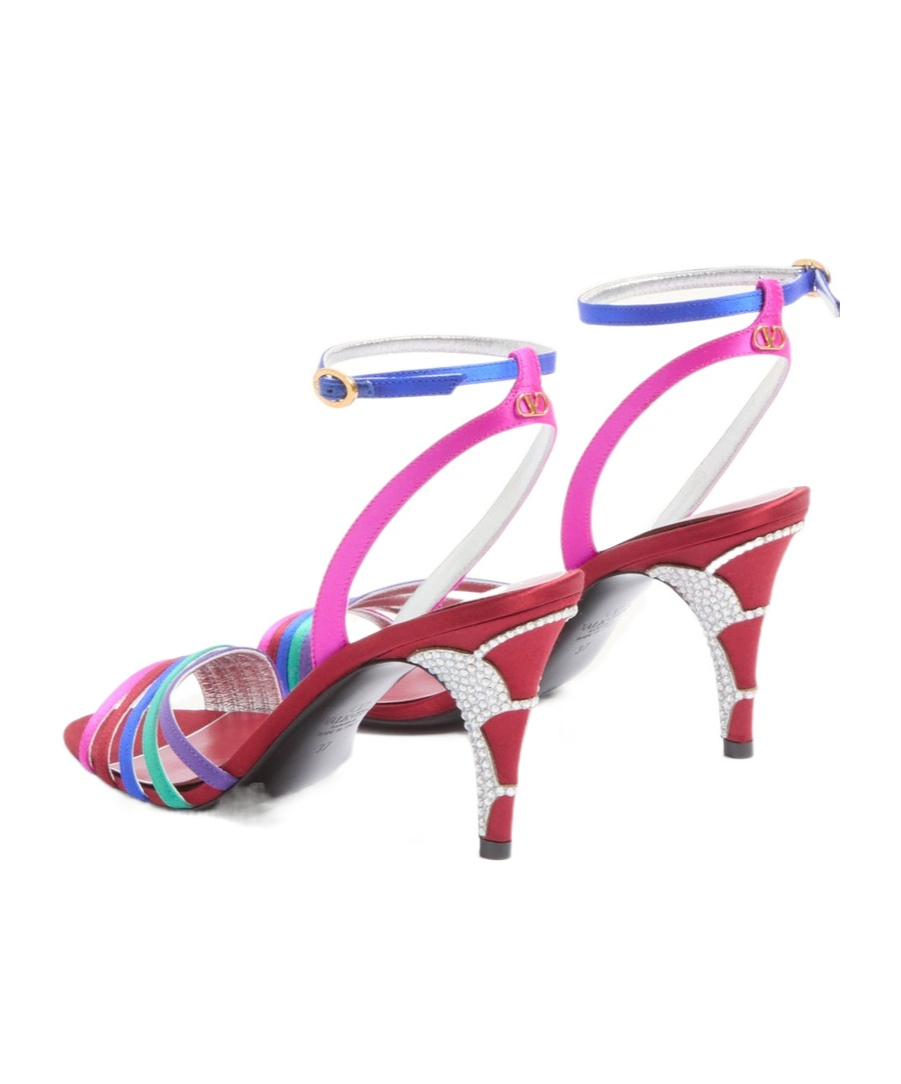 Valentino Ladycrush 85 Satin Sandals In Red