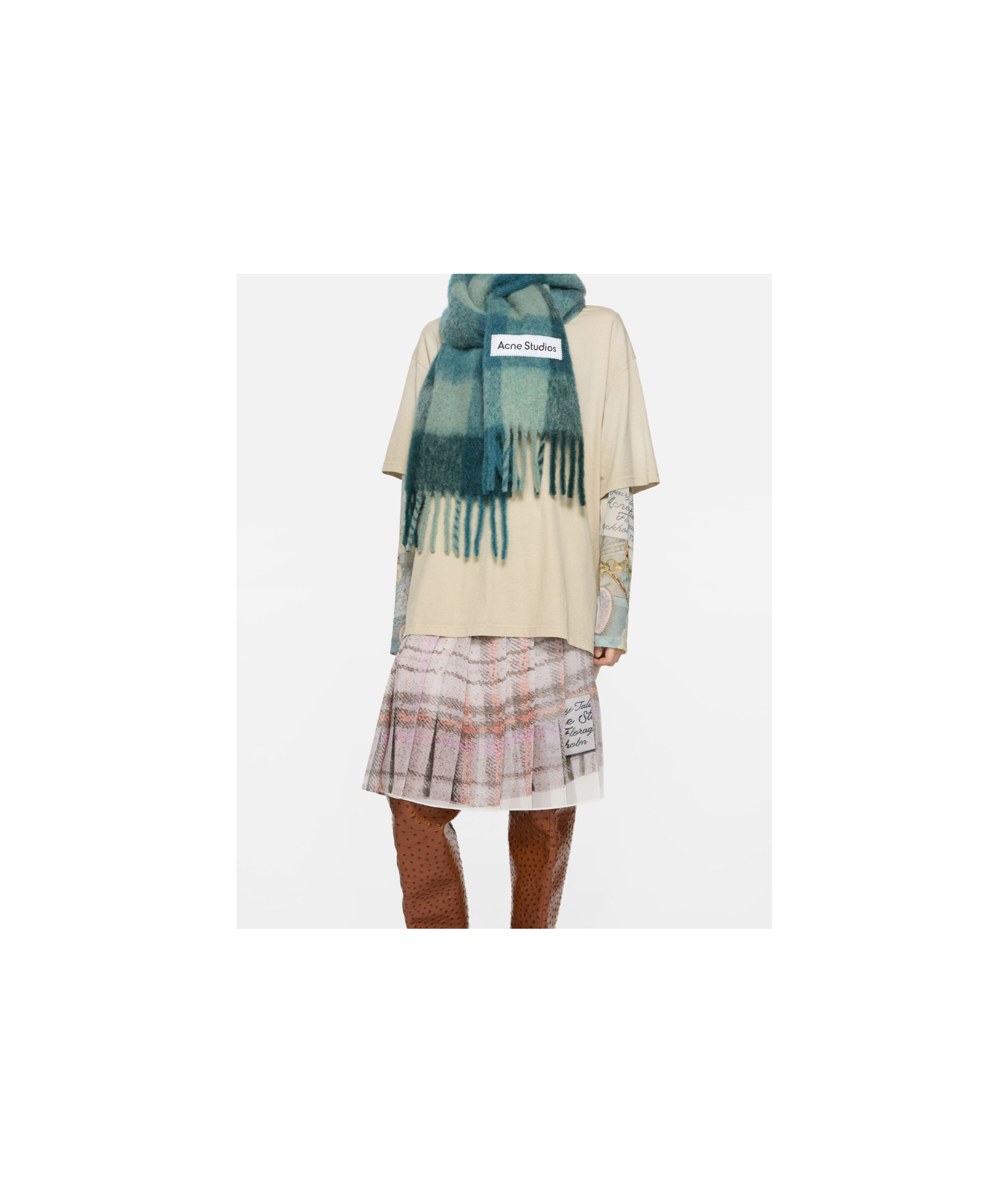 Acne Studios Mohair Check Scarf In Multi